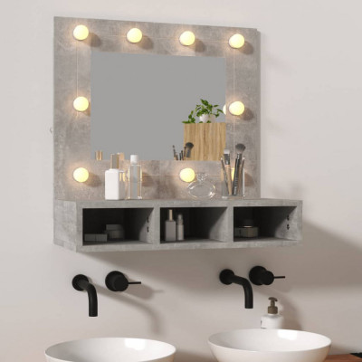 vidaXL Dulap cu oglindă și LED, gri beton, 60x31,5x62 cm foto