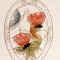 Obiect decorativ Art Nuvo aplica sarma metal auriu + sidef scoica