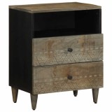 vidaXL Noptiera gri deschis 50x33x60 cm lemn masiv de mango 4017802