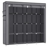 SONGMICS Garderoba din material textil, dulap portabil, cu rafturi si sina de agatat, 170x45x167cm, gri Household NewTrend