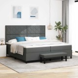 Cumpara ieftin Pat cu arcuri cu saltea Gri &icirc;nchis 200 x 200 cm țesătură