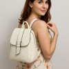 Rucsac de damă cu design minimalist - Piele ecologică, Design modern elegant cu multiple compartimente, 22x26x15 cm, Alb, Crem