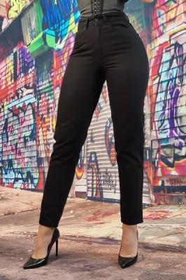 F916-1 Blugi clasici cu talie inalta din denim foto