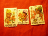 Serie mica Guineea 1966 - Femei si Flori , 3 val. stampilate, Stampilat