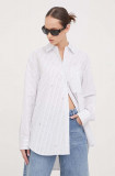 HUGO cămașă din bumbac femei, culoarea alb, cu guler clasic, relaxed 50509182