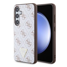 Husa originala Guess Samsung Galaxy S24 Hardcase 4G Triangle Metal Logo, alb, GUHCS24SPG4GPH foto