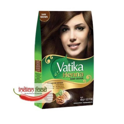 Vatika Henna Hair Colour - Dark Brown (Vopsea de Par cu Henna Saten Inchis) 60g foto