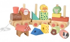 Tren din lemn cu forme si animale | Orange Tree Toys