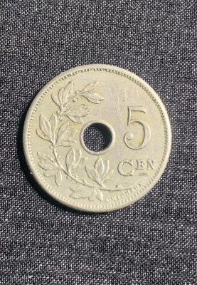 Moneda 5 centimen 1904 Belgia foto