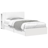 vidaXL Cadru de pat cu depozitare Alb 90 x 200 cm Lemn prelucrat 3433556