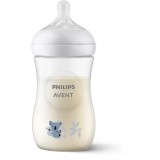 Biberon Philips Avent Natural Response SCY903/67, 260 ml, tetina care functioneaza ca sanul mamei, cu debit 3, tetina fara scurgeri, +1 luni, model de