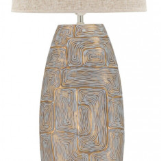 Lampa de masa Eclips, Mauro Ferretti, 1x E27, 40W, 38x90 cm, polirasina/fier/textil, auriu/alb