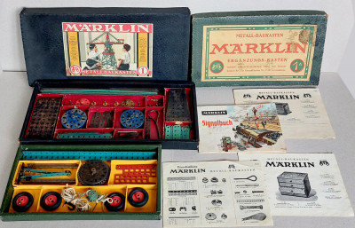 MARKLIN - 2 Jocuri baieti cu piese metalice pentru constructii, vintage anii 30 foto
