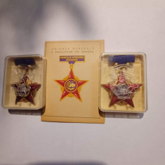 Lot 3 articole "Fruntas in Intrecerea Socialista" 1966 & 67 / 2 insigne + brevet