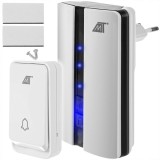 Sonerie wireless, 150 m, 51 tonuri, alimentare retea, alb, IP44, 10x6.5x6 cm, Malatec, Isotrade