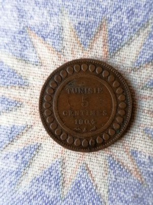 Moneda Tunisia 5 centimes 1904 (1322)A. foto