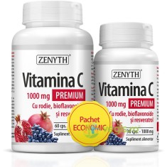 Pachet Vitamina C cu Rodie, Bioflavoniode si Resveratrol 1000mg 60cps+30cps