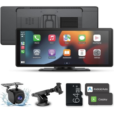 Multimedia Player Auto, Ecran 10.26 inch, Bluetooth 5.2, WiFi, GPS, Carplay/Android Auto, Camera Marsarier, Radio FM, Negru foto