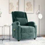 VidaXL Fotoliu de masaj, verde &icirc;nchis, catifea
