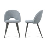 Set 2 scaune dining tapitate Karijoki, stofa gri &icirc;nchis, metal