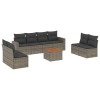 Set canapele de gradina, 9 piese, cu perne, gri, poliratan