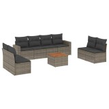 Cumpara ieftin Set canapele de gradina, 9 piese, cu perne, gri, poliratan