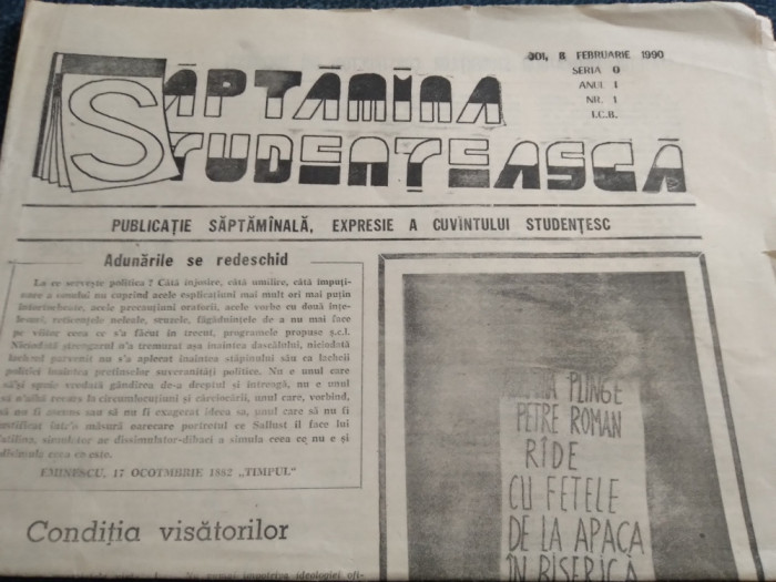 ZIARUL SAPTAMANA STUDENTEASCA NR 1 8 FEBRUARIE 1990