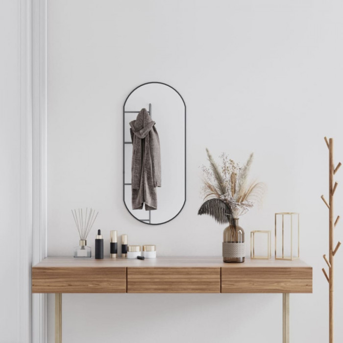 Oglinda de perete, negru, 80x35 cm, ovala GartenMobel Dekor