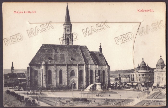 5368 - CLUJ Church Market, Leporello old postcard + 10 mini photocards used 1921
