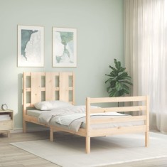 vidaXL Cadru de pat cu tablie single, lemn masiv foto