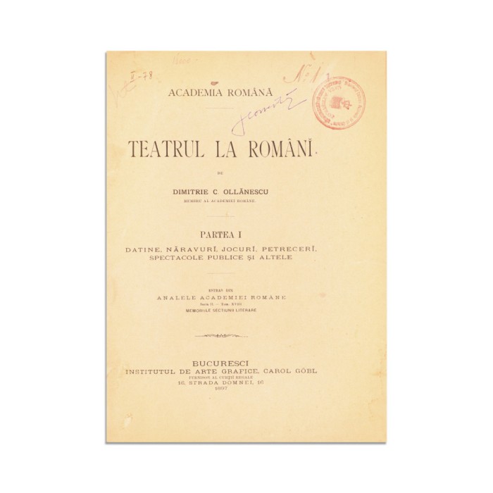 Dimitrie C. Ollănescu, Teatrul la Rom&acirc;ni, 1897, trei volume colligate