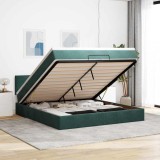 Cumpara ieftin Cadru de pat otoman cu saltea verde &icirc;nchis 160x200cm catifea