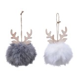 Cumpara ieftin Decoratiune - Ball Polyester Faux Fur With Antlers - mai multe modele | Kaemingk