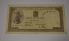 Bancnota Cinci sute lei 500 lei 19 - IV - 2 - 1941 - castelul Peles foto