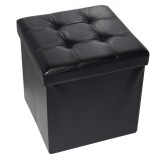 Cumpara ieftin Taburet pliabil cu spatiu de depozitare, 38 x 38 x 38 cm, Negru