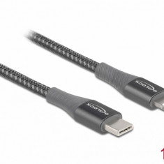 Cablu de date si incarcare USB Type-C la Lightning MFI Gri 1m, Delock 86631