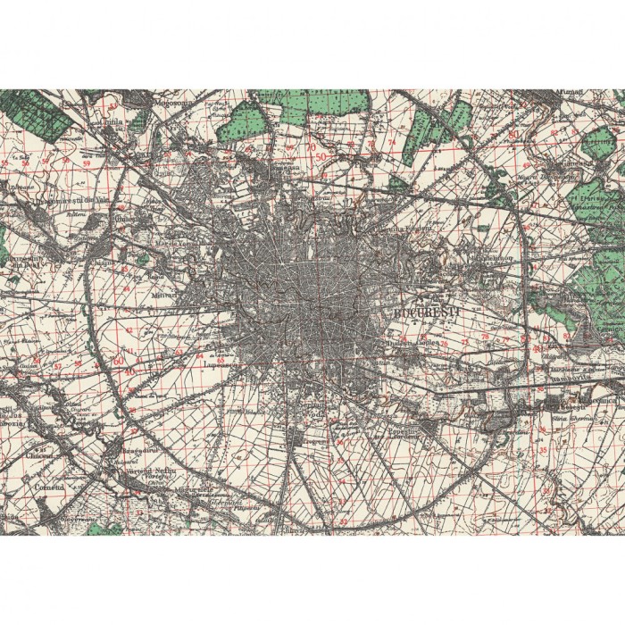 Harta Bucuresti si comunele suburbane, British Army, 1943, 50x70cm, repro