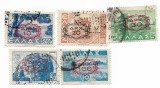 Grecia - Timbre din 1942 &amp; 1944 suprataxate cu negru sau rosu, supratipar - 1946, valori obliterate, Arhitectura, Stampilat