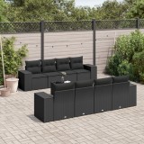 Gossi set mobilier de gradina cu perne, 9 piese, negru, poliratan