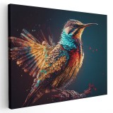 Tablou pasare colibri albastru galben rosu 1625 Tablou canvas pe panza CU RAMA 60x80 cm