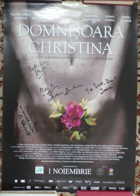 Afisul filmului Domnisoara Cristina , de Al. Maftei ,autografe actori si regizor foto