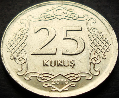 Moneda 25 KURUS - TURCIA, anul 2010 * cod 2836 = A.UNC foto