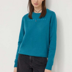 Tommy Jeans bluză femei, culoarea verde, cu imprimeu DW0DW17793