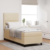 VidaXL Pat cu arcuri cu saltea crem 80x200 cm țesătură