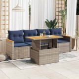 Gossi set canapea de gradina cu perne, 5 piese, gri, poliratan