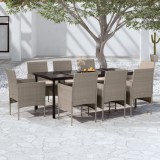 VidaXL Set mobilier de grădină cu perne,bej și negru, 9 piese