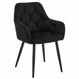 Scaun stil fotoliu bucatarie/living, Artool, York, catifea, metal, negru, 56x62x83.5 cm