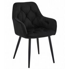 Scaun stil fotoliu bucatarie/living, Artool, York, catifea, metal, negru, 56x62x83.5 cm