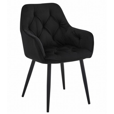 Scaun stil fotoliu bucatarie/living, Artool, York, catifea, metal, negru, 56x62x83.5 cm foto