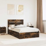 Cumpara ieftin Cadru de pat Stejar fumuriu 135 x 190 cm Lemn Ingineresc